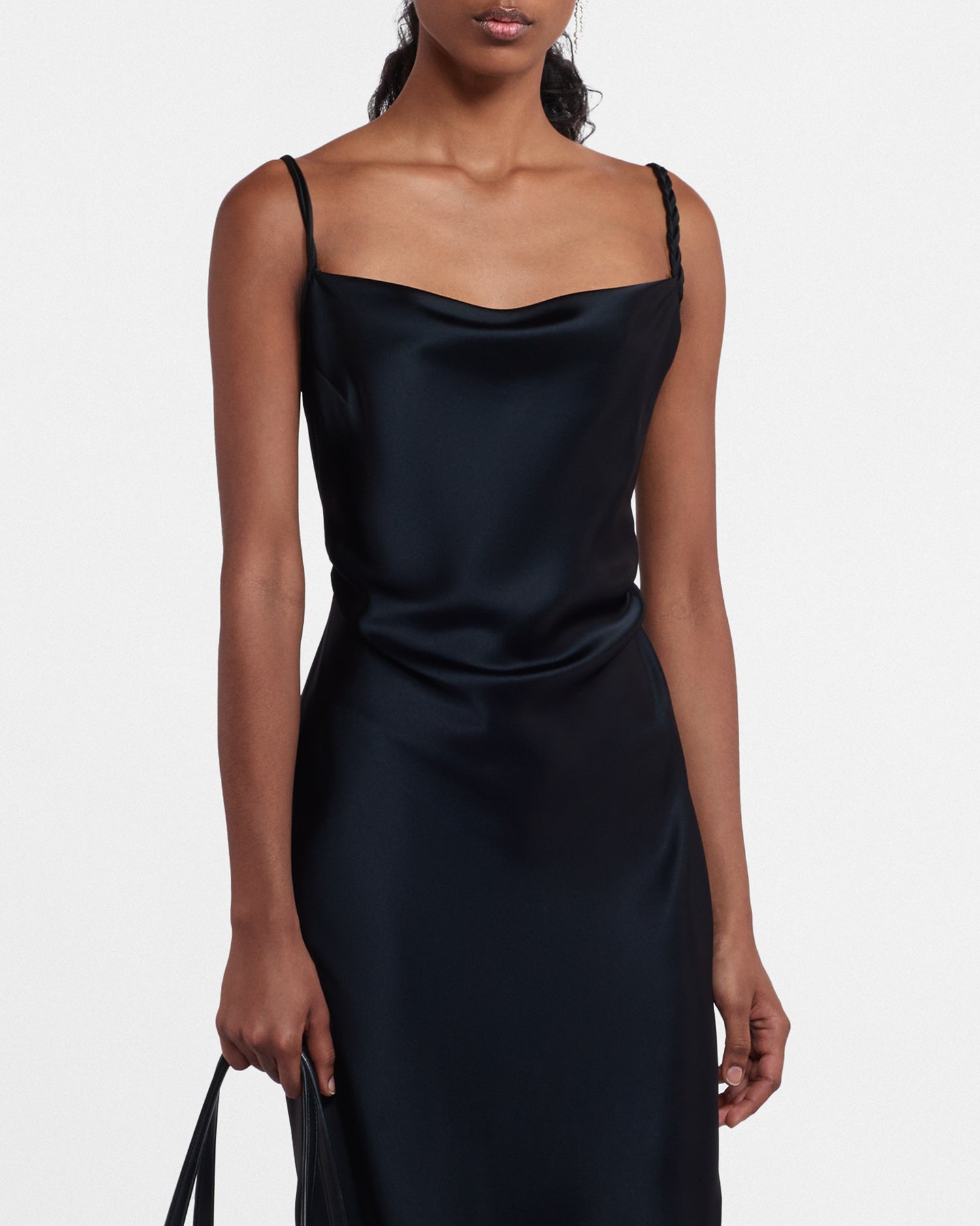 Fiore Slip-Satin Dress | Black