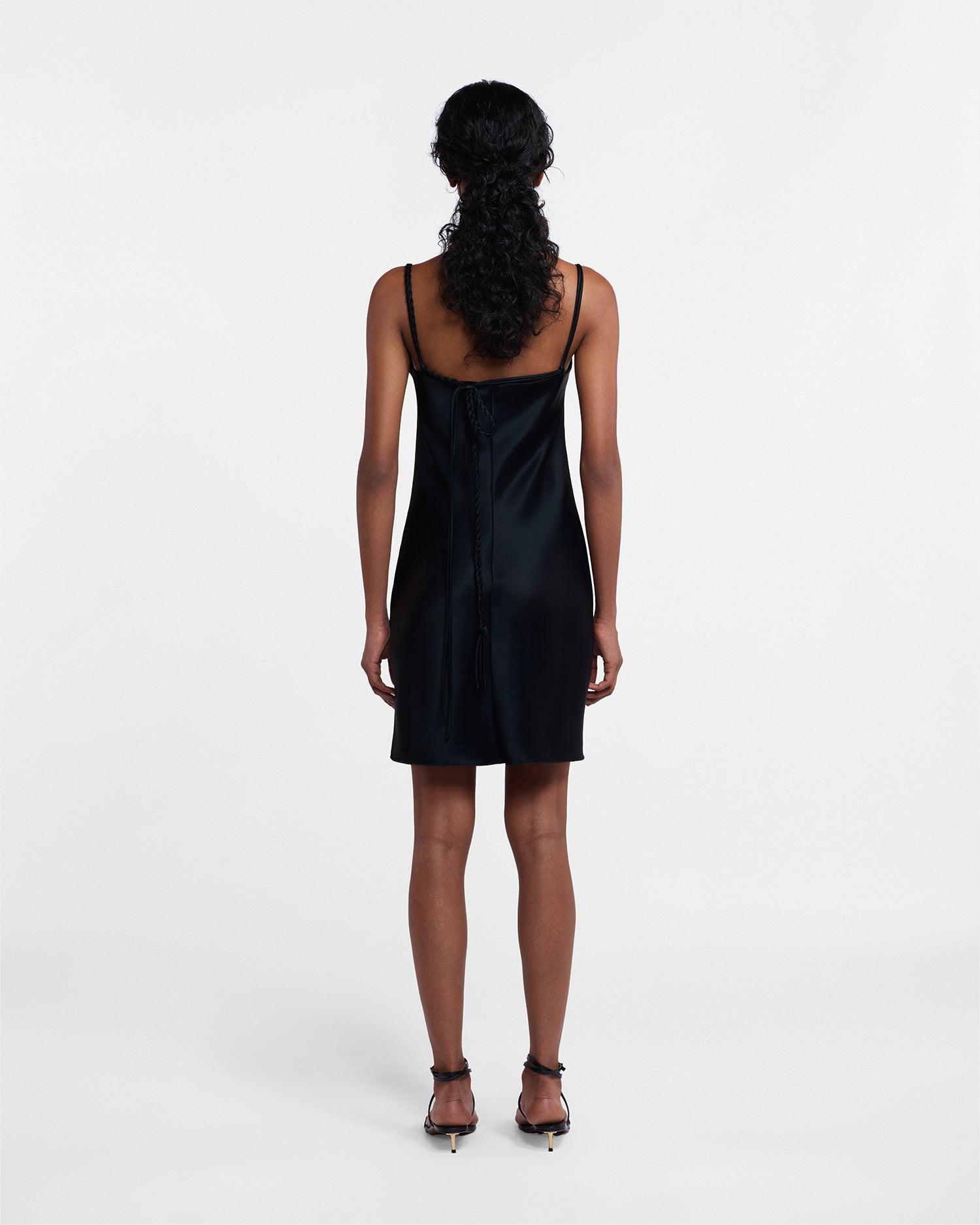 Womens | Merva Slip Satin Mini Dress | Black