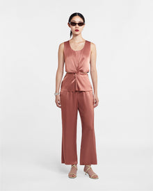 Womens | Odessa Slip Satin Pants | Brown Terra