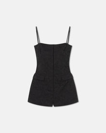 Womens | Akari Sculpted Glass Poplin Romper | Black