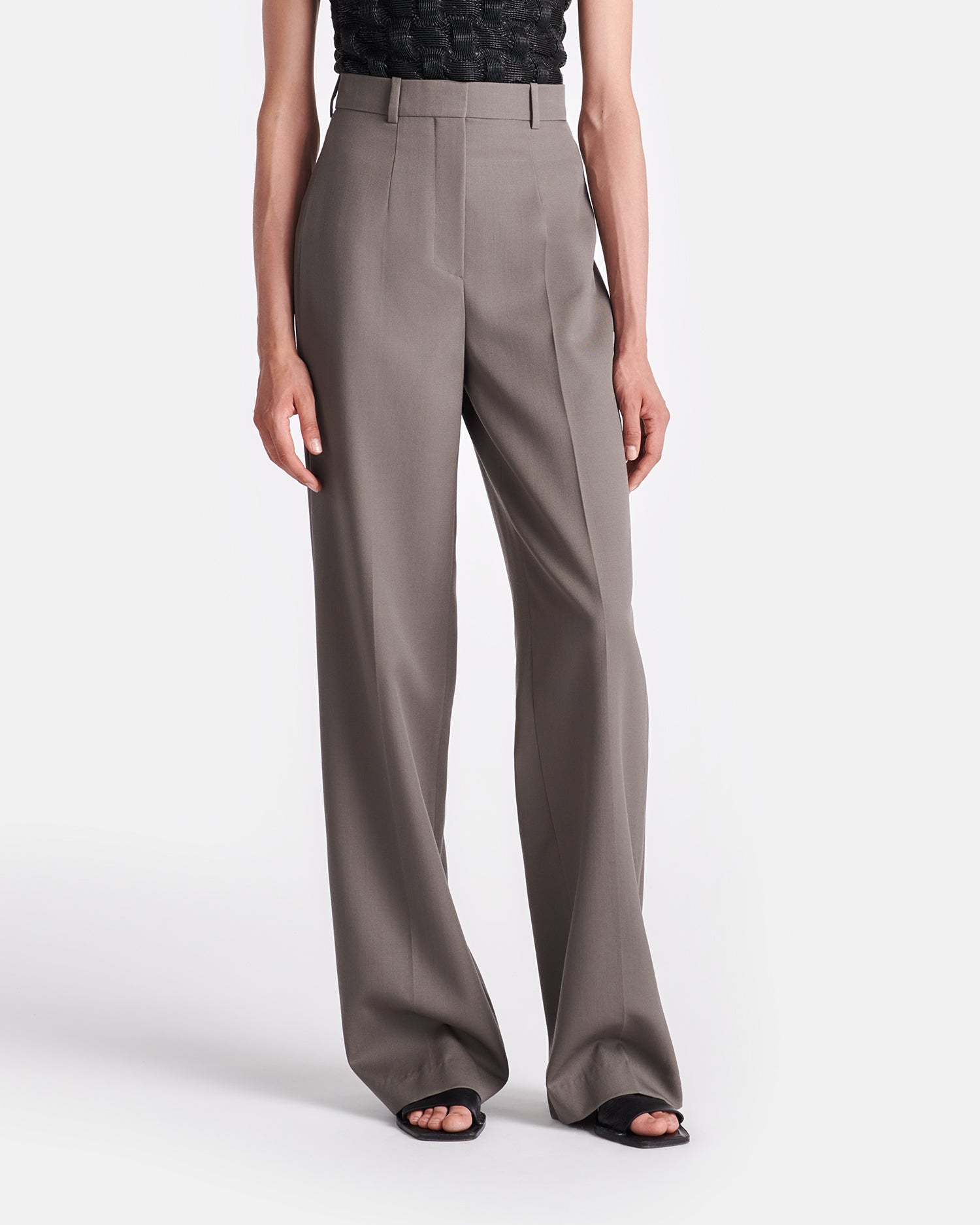 Womens | Franny Twill Suiting Straight-Leg Pants | Gull Gray