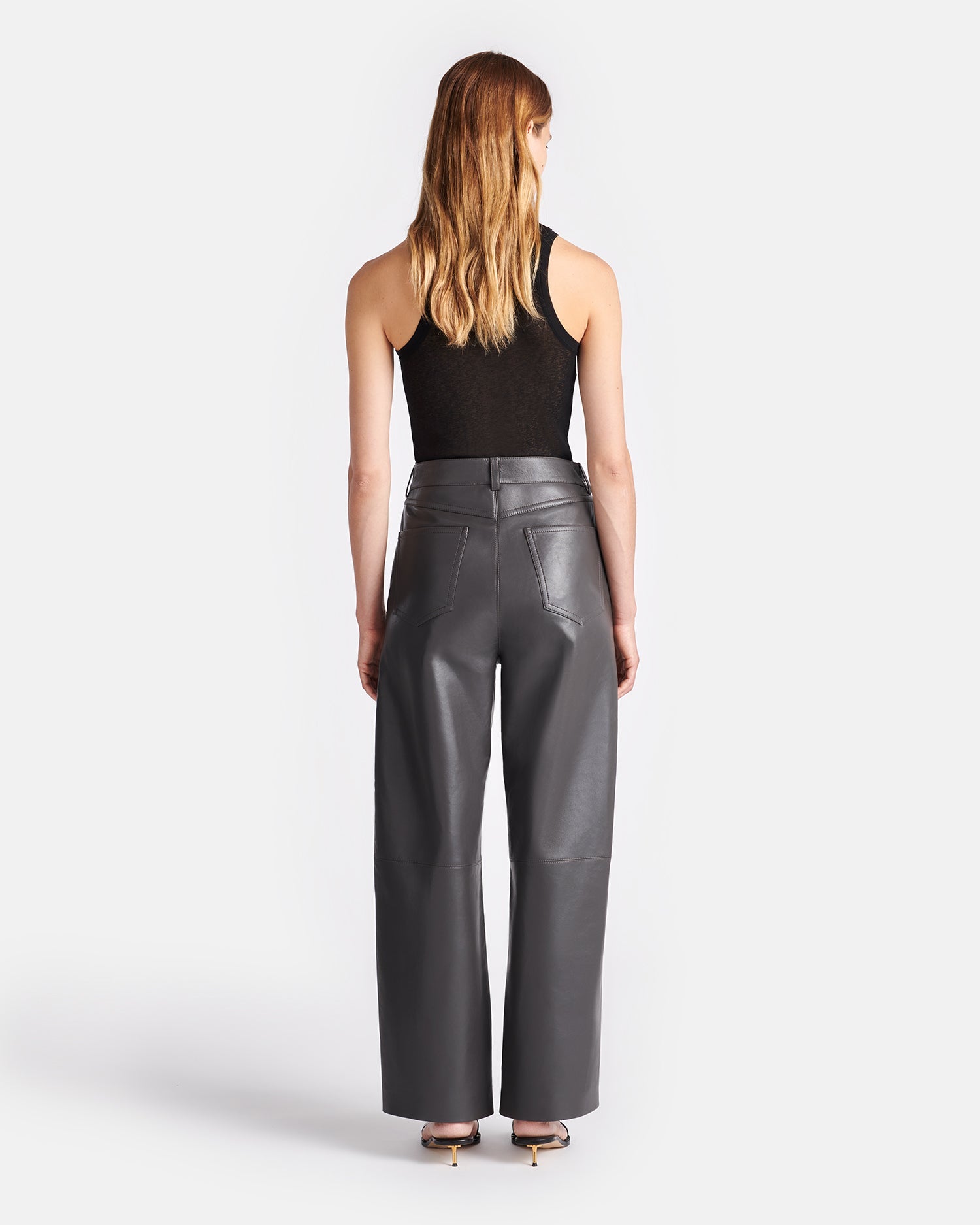 Womens | Abrah Regenerated Leather Barrel-Leg Pants | Midnight Green