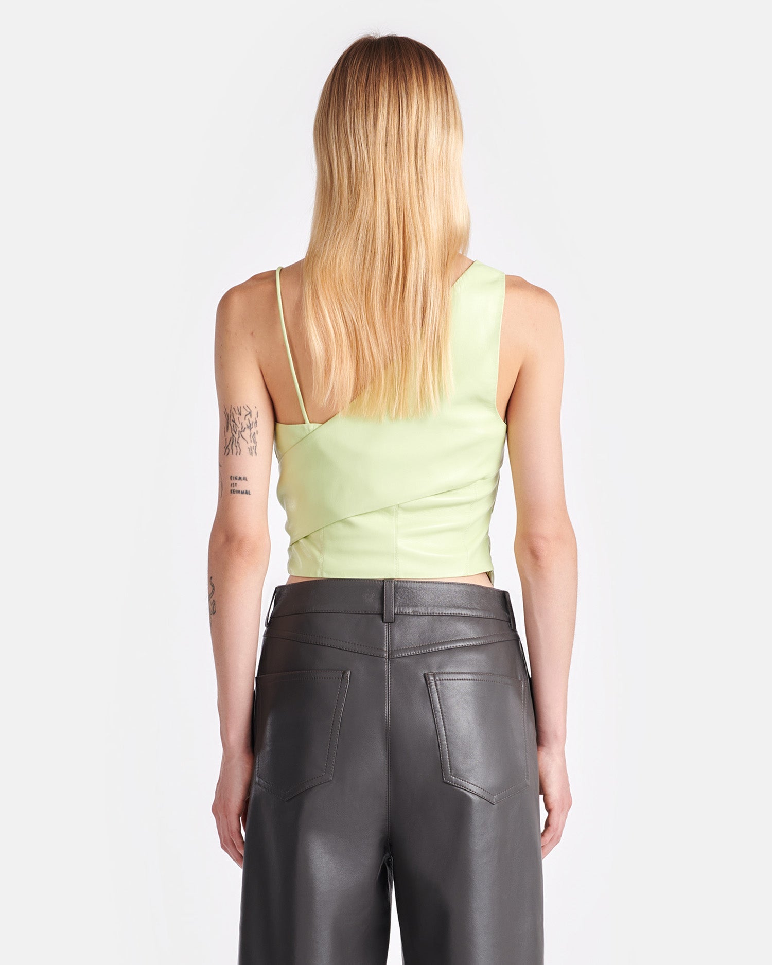 Womens | Chudel Asymmetric Okobor Alt-Leather Top | Shadow Lime