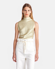 Womens | Colson Crinkled-Satin Turtleneck Top | Green Tea