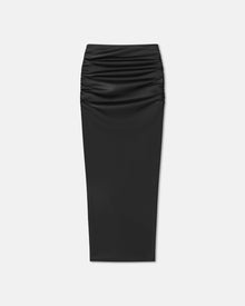 Womens | Hester Ruched Okobor Alt-Leather Midi Skirt | Black