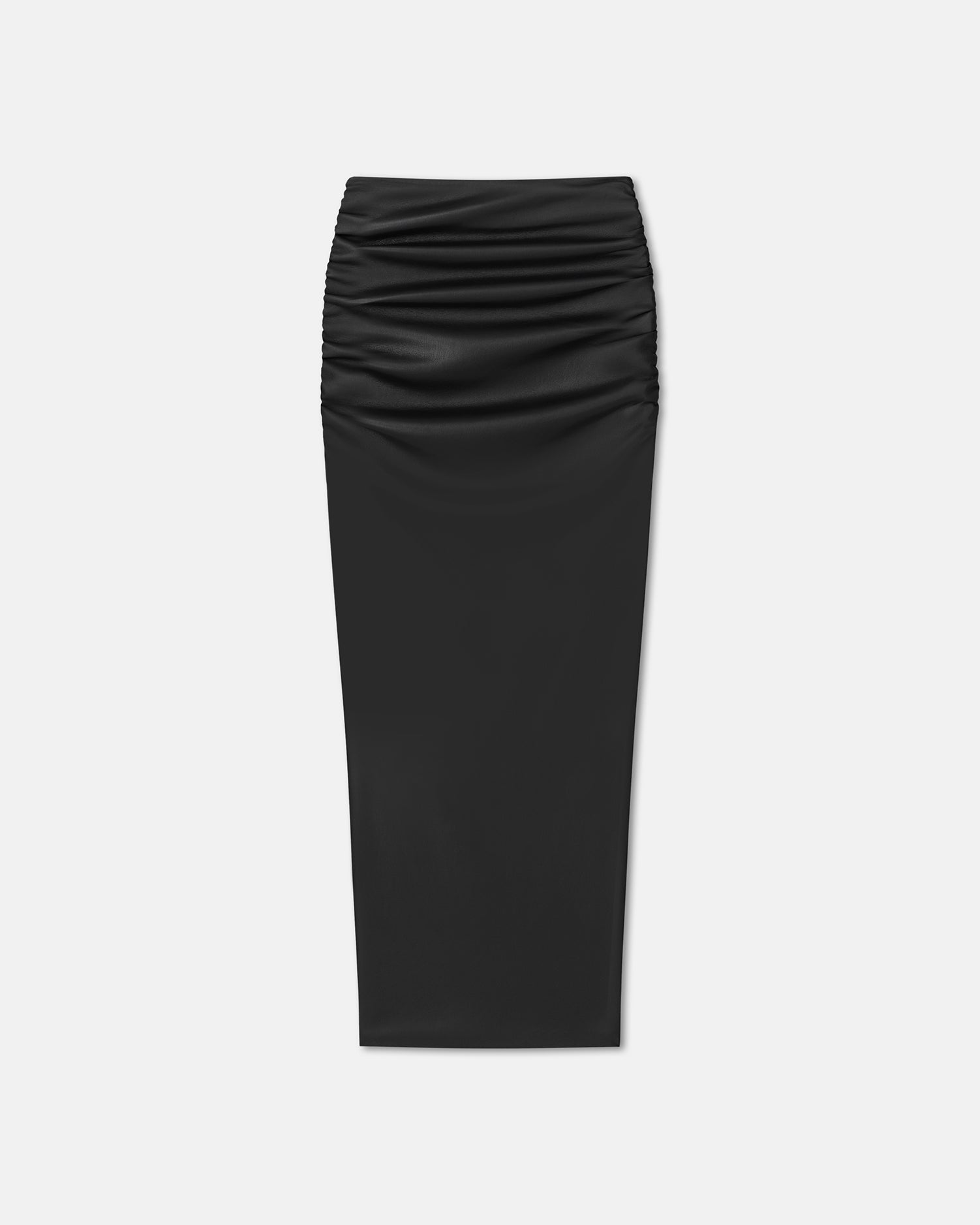 Womens | Hester Ruched Okobor Alt-Leather Midi Skirt | Black