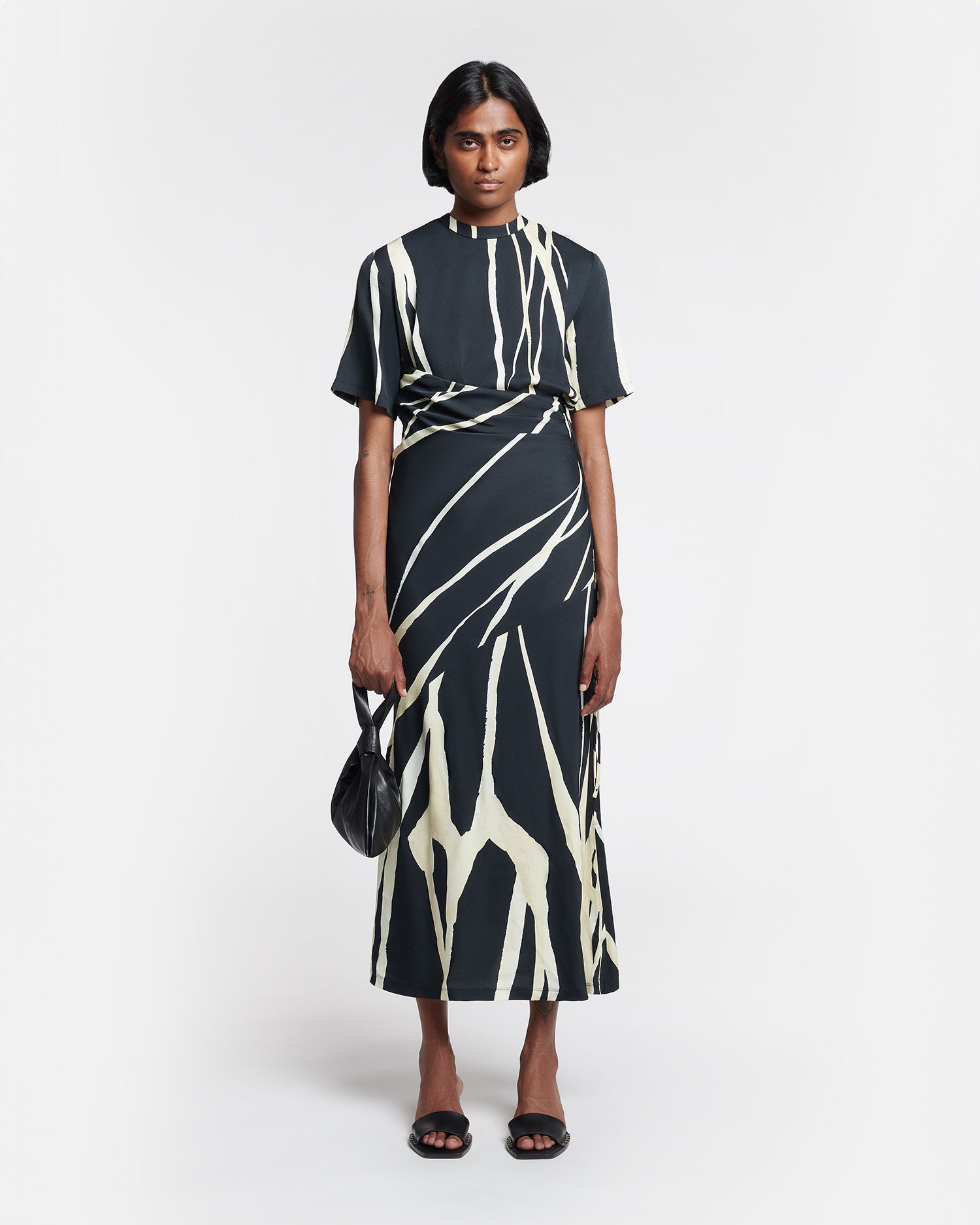 Brantley Printed Georgette Midi Dress | Light Fringe