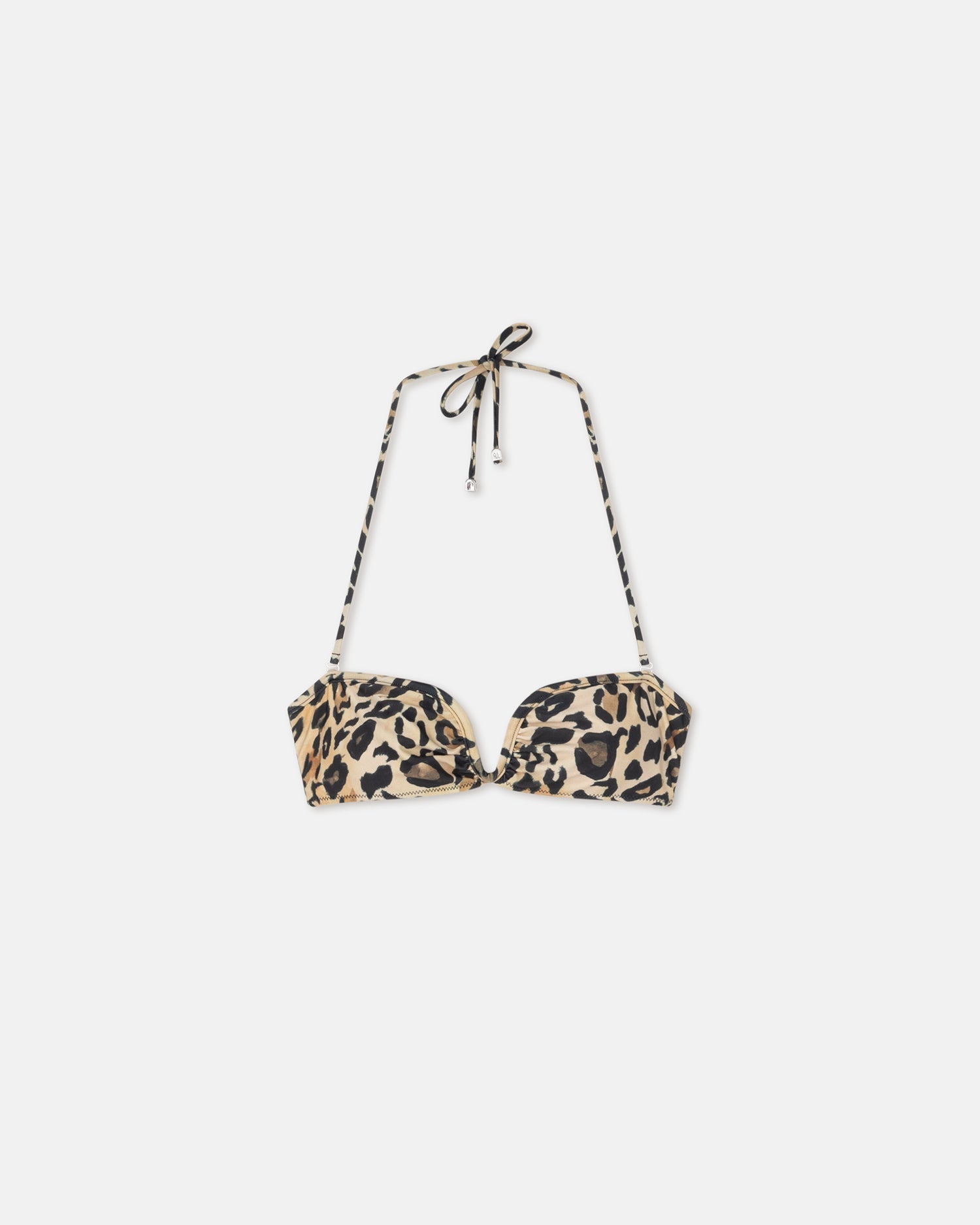 Manou Ruched Halterneck Bikini Top | Leopard