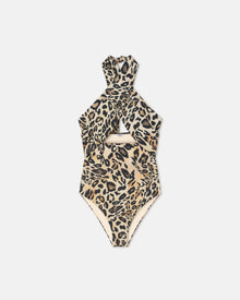 Milana Crossover Halterneck Swimsuit | Leopard