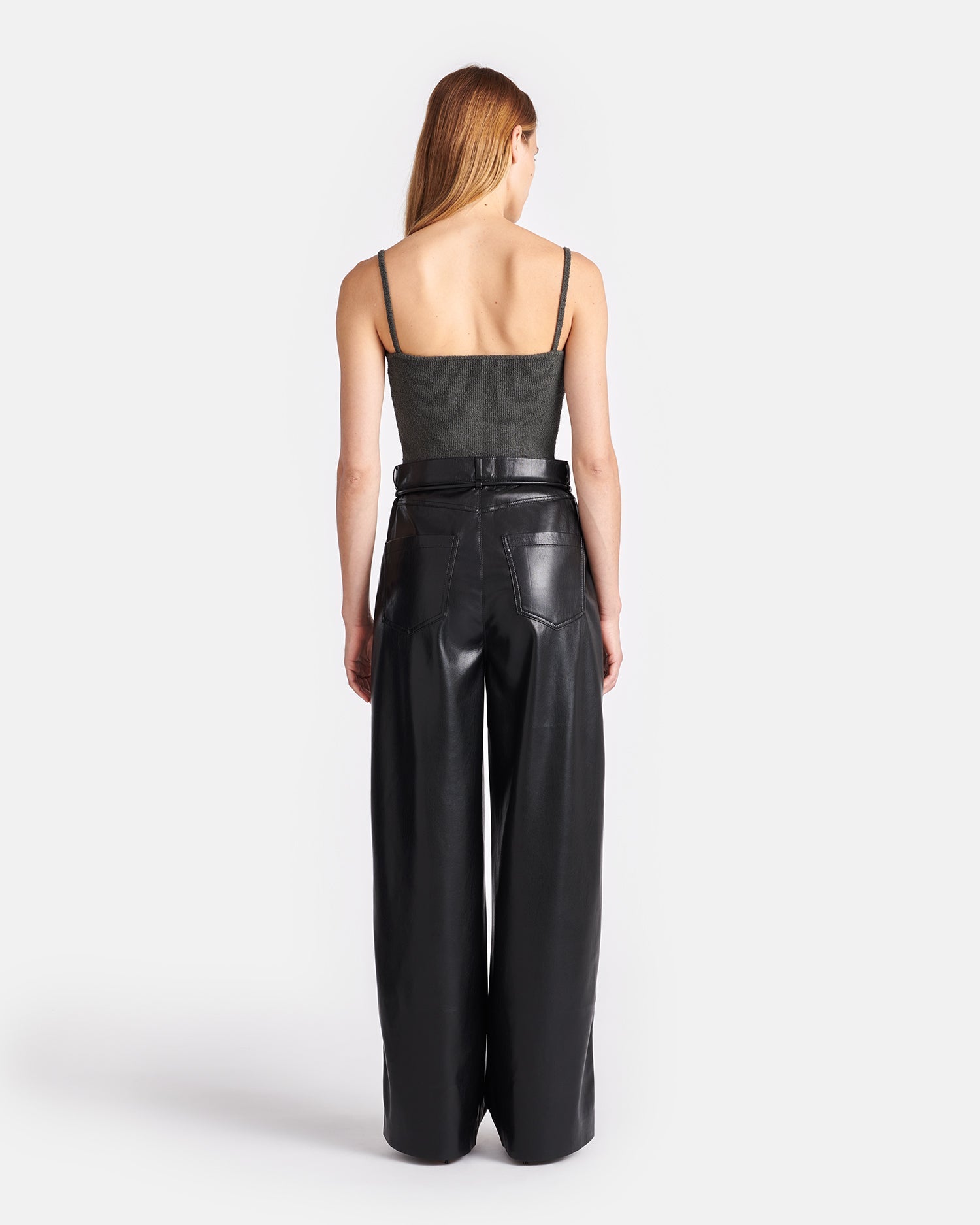 Womens | Sato Belted Okobor Alt-Leather Pants | Black