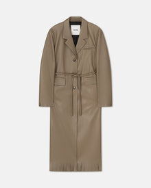 Womens | Nikoline Belted Regenerated Leather Coat | Muted Khaki