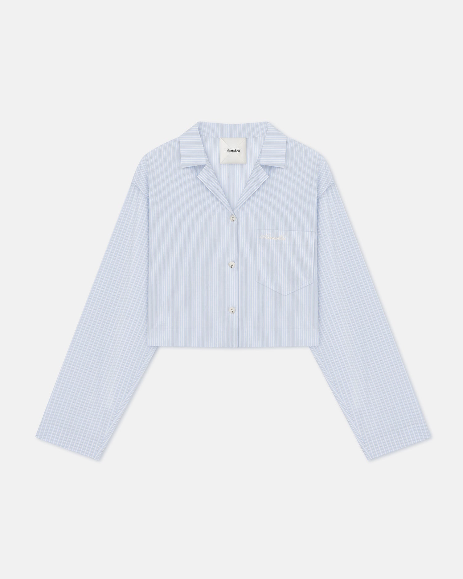 Womens | Vally Cropped Striped Shirt | Blue/Beige/White