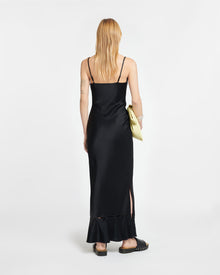 Renny Slip Satin Maxi Dress | Black