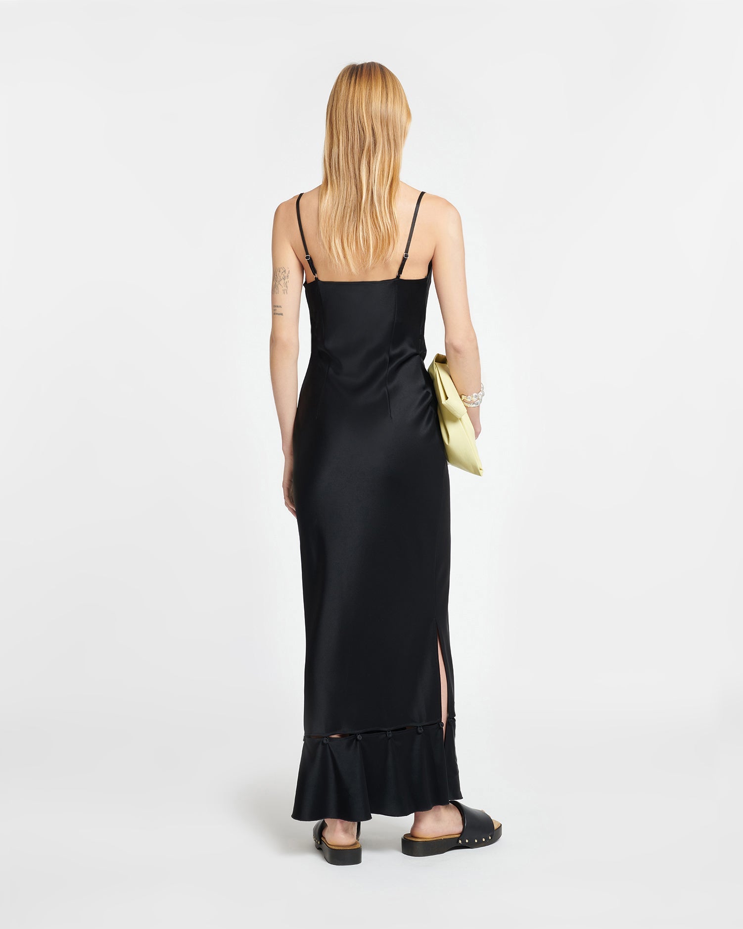 Renny Slip Satin Maxi Dress | Black