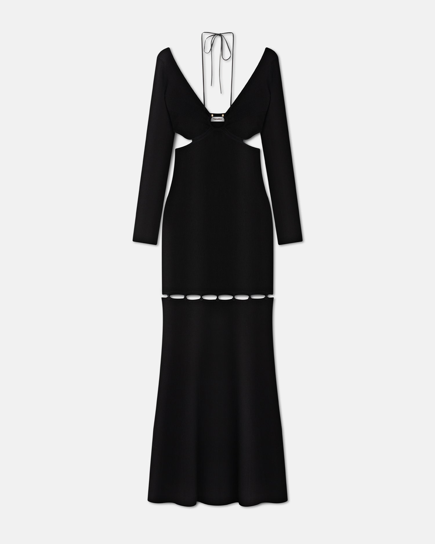 Womens | Varda Ribbed-Knit Maxi Dress | Black