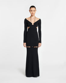 Womens | Varda Ribbed-Knit Maxi Dress | Black