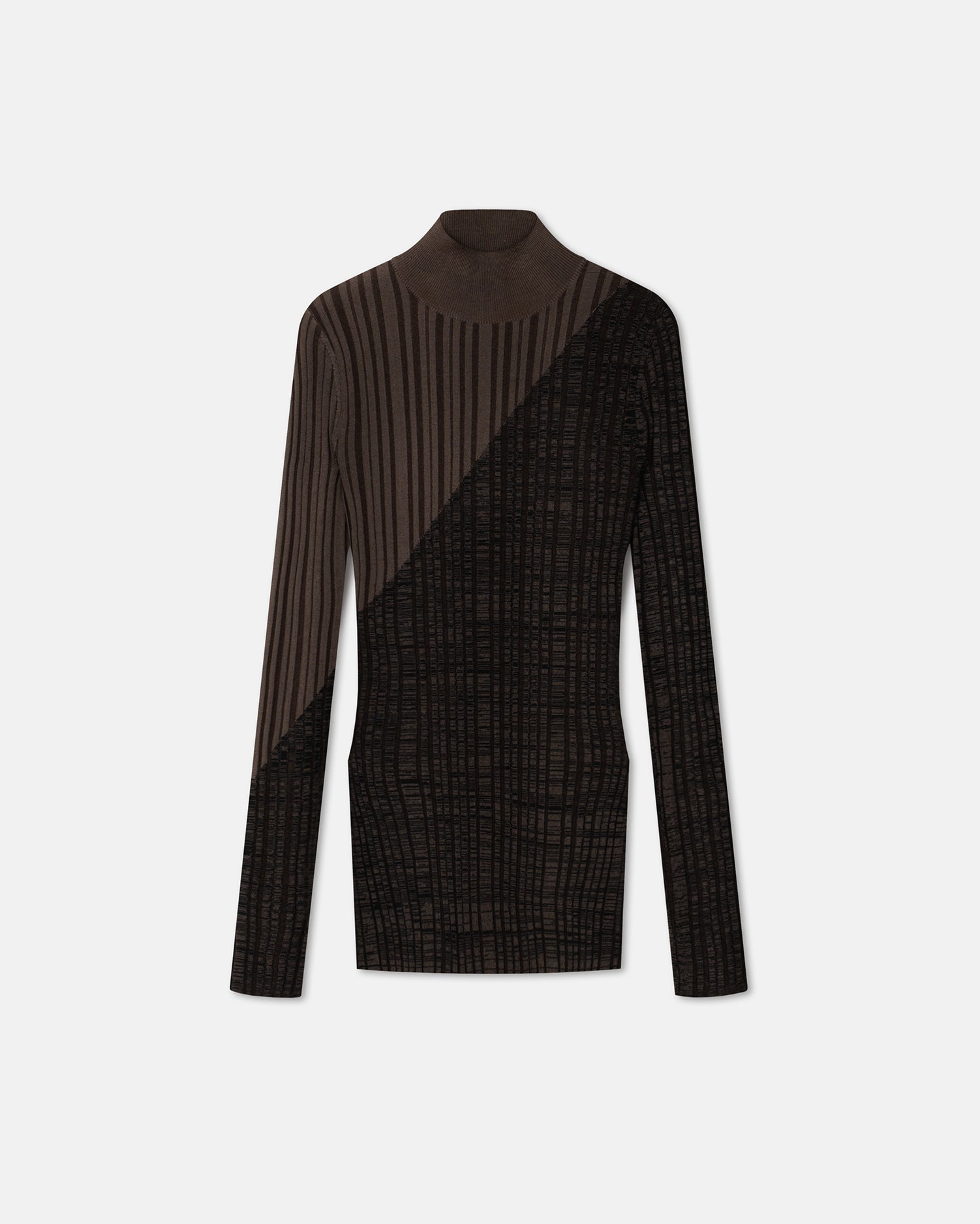 Womens | Zareen Ribbed Merino Wool Turtleneck Top | Fossil/Black