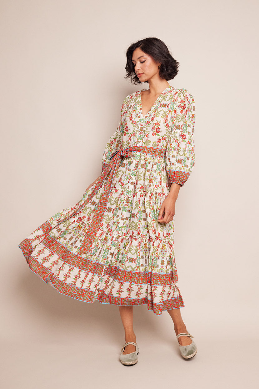 Nysa Dress | Vine Floral Egret Pink