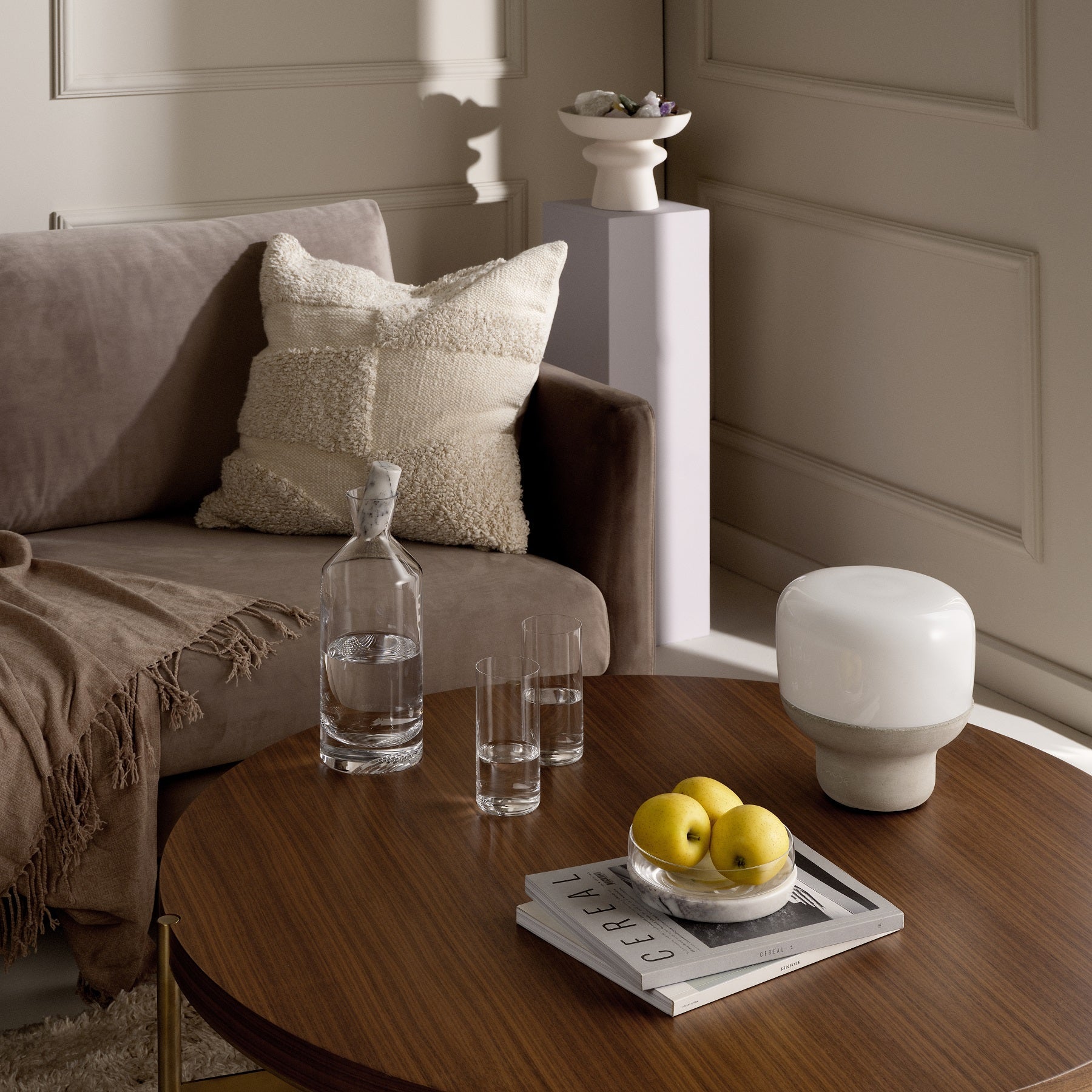 Smooth Lamp With Stone Base | Clear Crystal/Stone