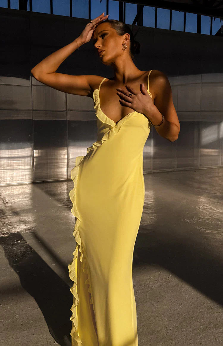 Nahanee Ruffle Maxi Dress | Yellow