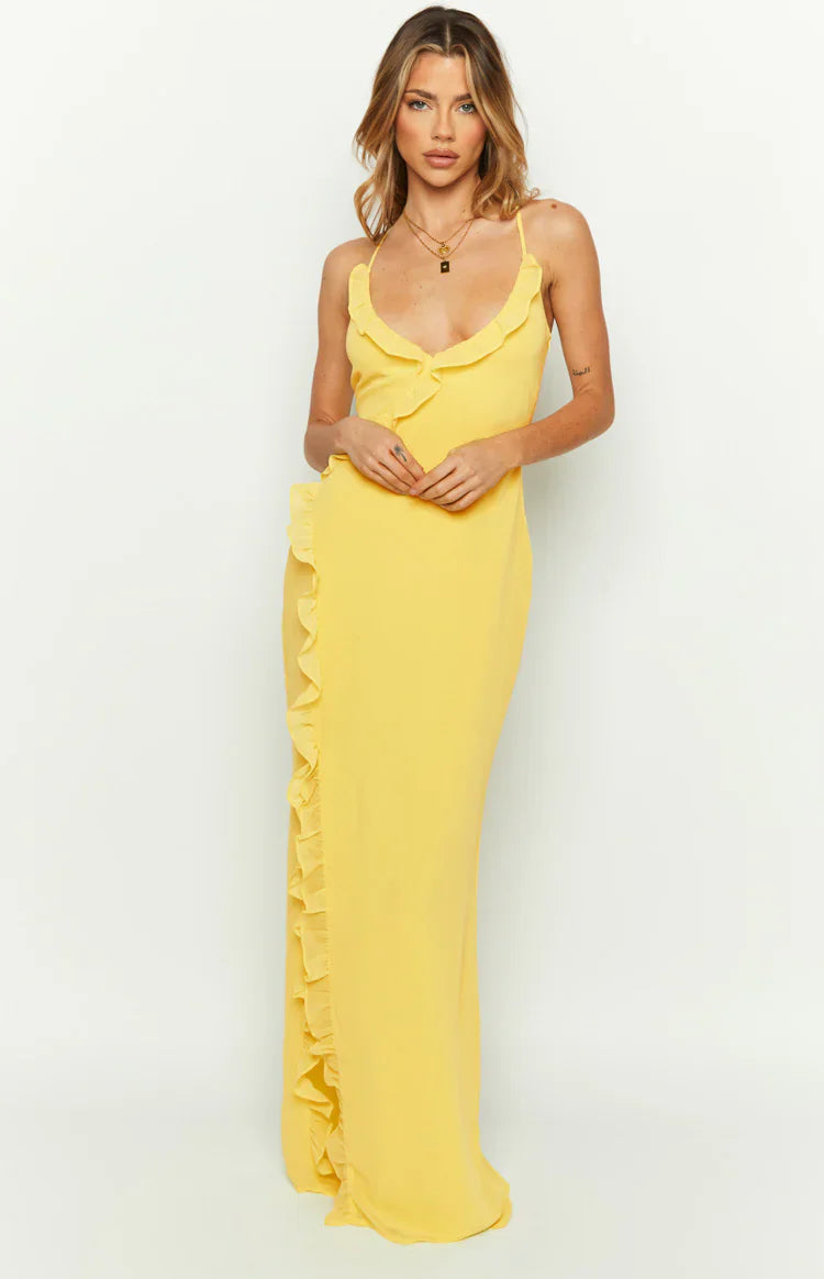 Nahanee Ruffle Maxi Dress | Yellow