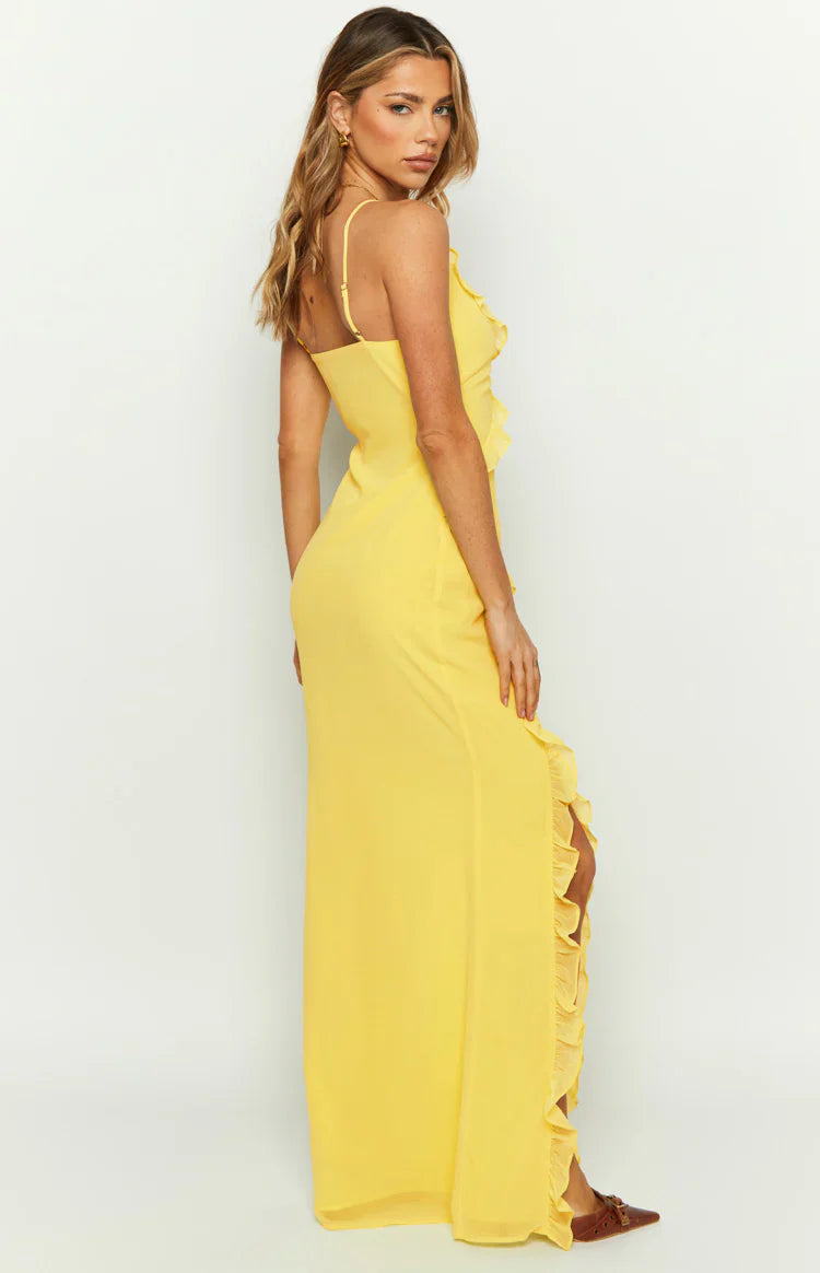 Nahanee Ruffle Maxi Dress | Yellow