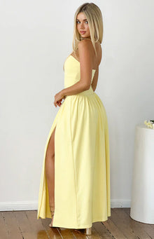 Nate Strapless Formal Maxi Dress | Yellow
