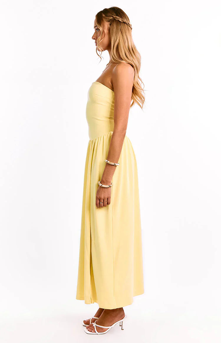 Nate Strapless Formal Maxi Dress | Yellow
