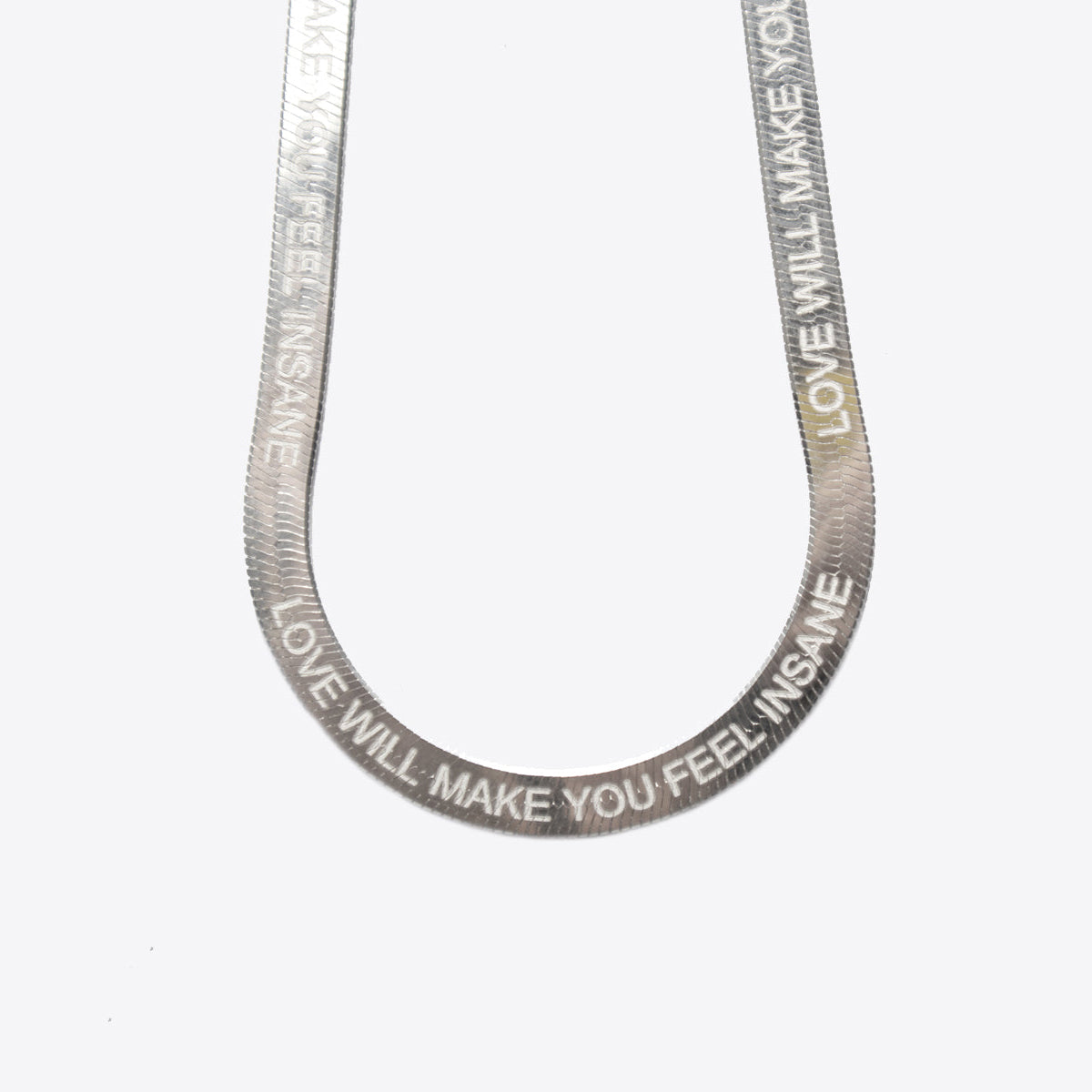 Love Will Make You Feel Insane Herringbone Chain Necklace | Sterling Silver