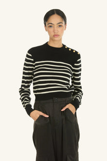 Nell Knit | Black and Creme Stripe