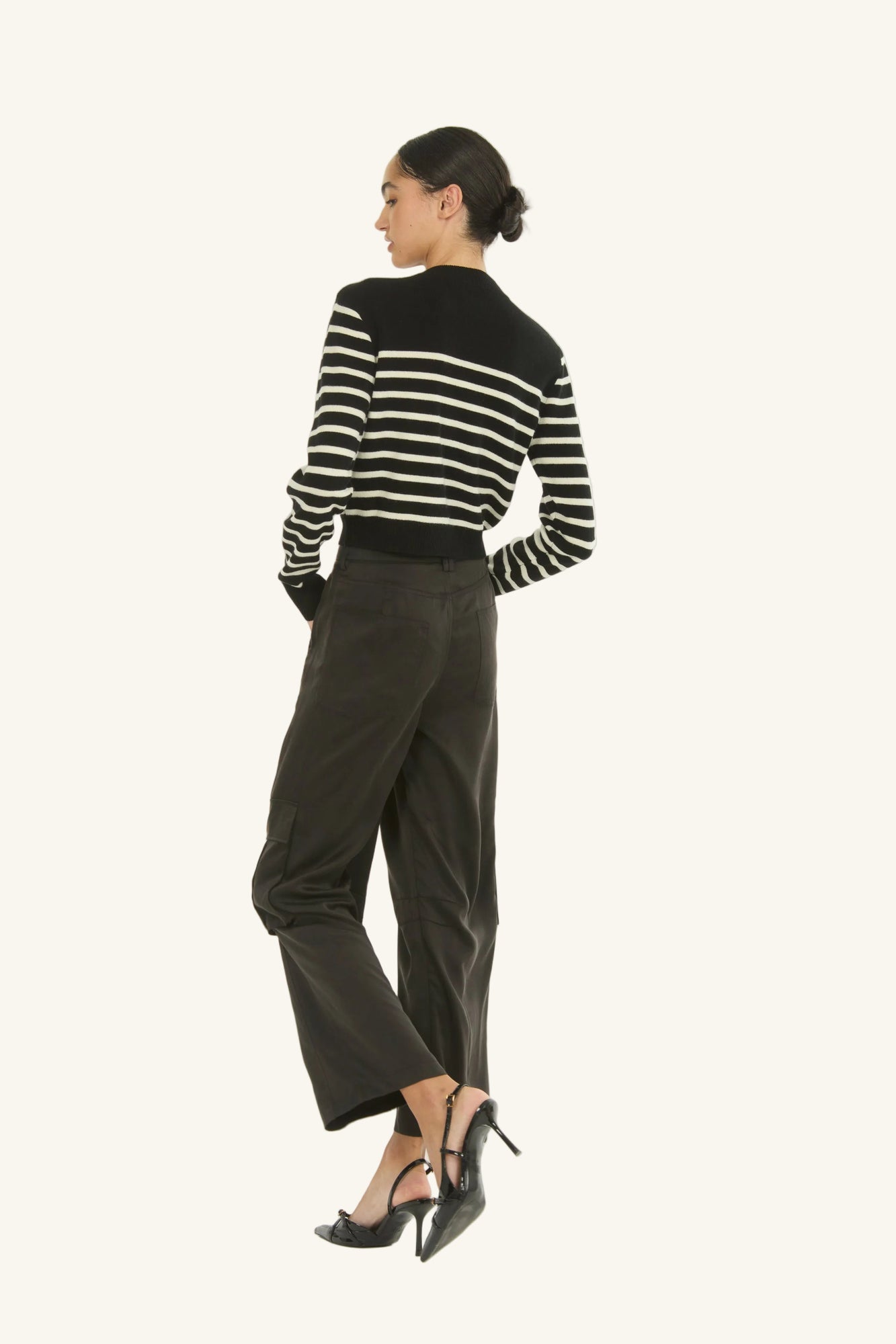 Nell Knit | Black and Creme Stripe