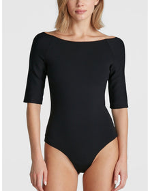 Neoprene Boatneck Bodysuit | Black