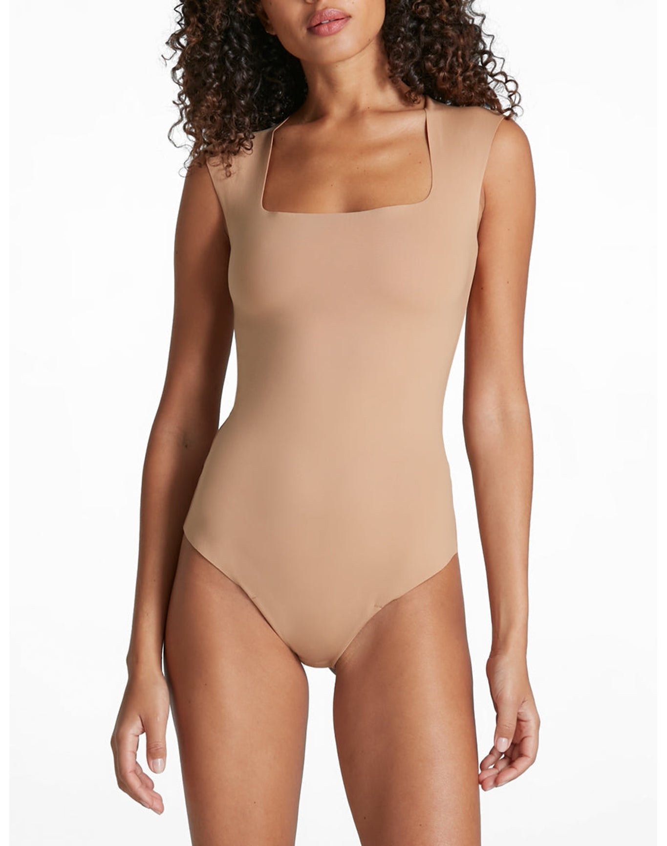 Neoprene Cap Sleeve Bodysuit | Camel