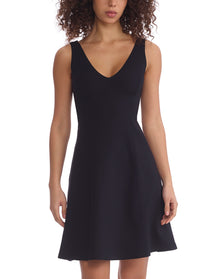 Neoprene V-Neck Founder Dress | Black