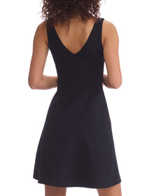 Neoprene V-Neck Founder Dress | Black