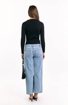 Nina Ribbed Knit Long Sleeve Sweater | Black