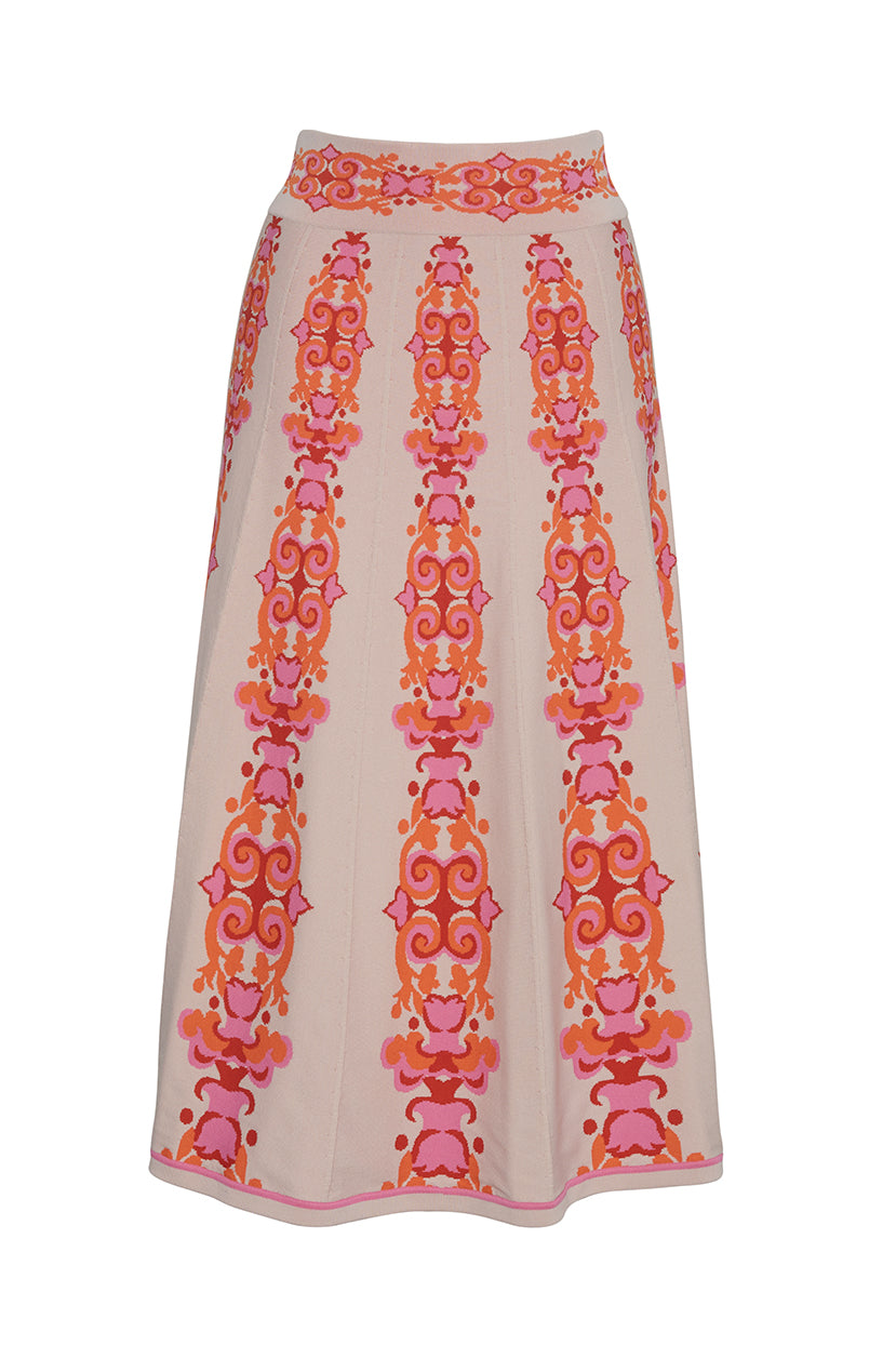 Narnia Knit Skirt | Venice Scroll Pink