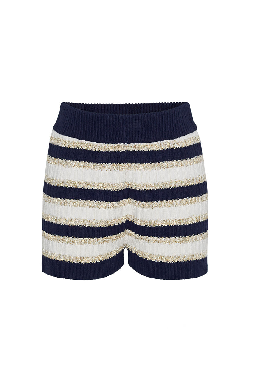 Noelle Short | Navy White Lurex Stripe