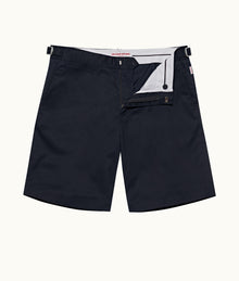 Norwich Silk Tailored Fit Cotton-Silk Shorts | Night Iris