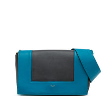 Celine | Pre-Owned Leather Frame Shoulder Bag | Black/Blue