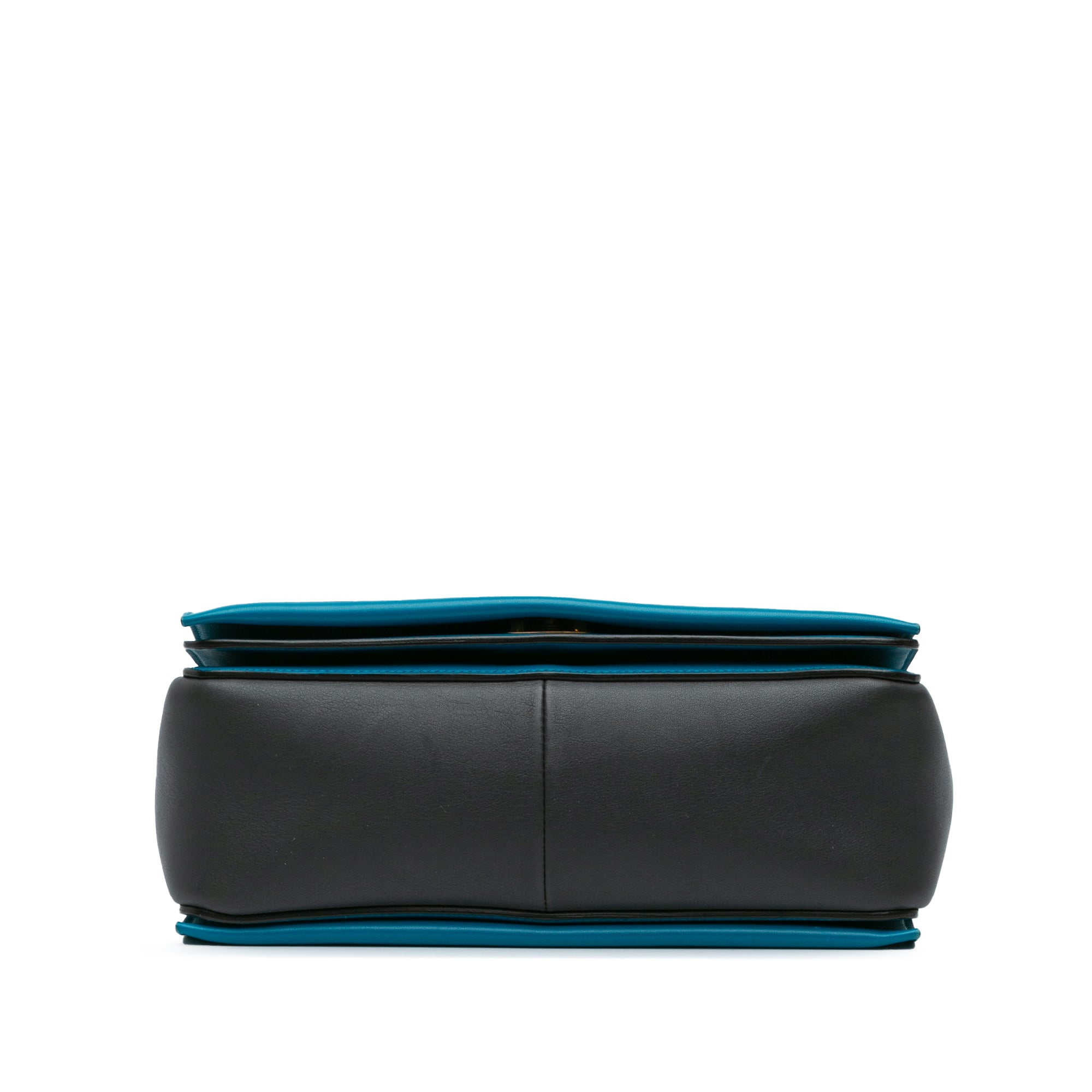 Celine | Pre-Owned Leather Frame Shoulder Bag | Black/Blue