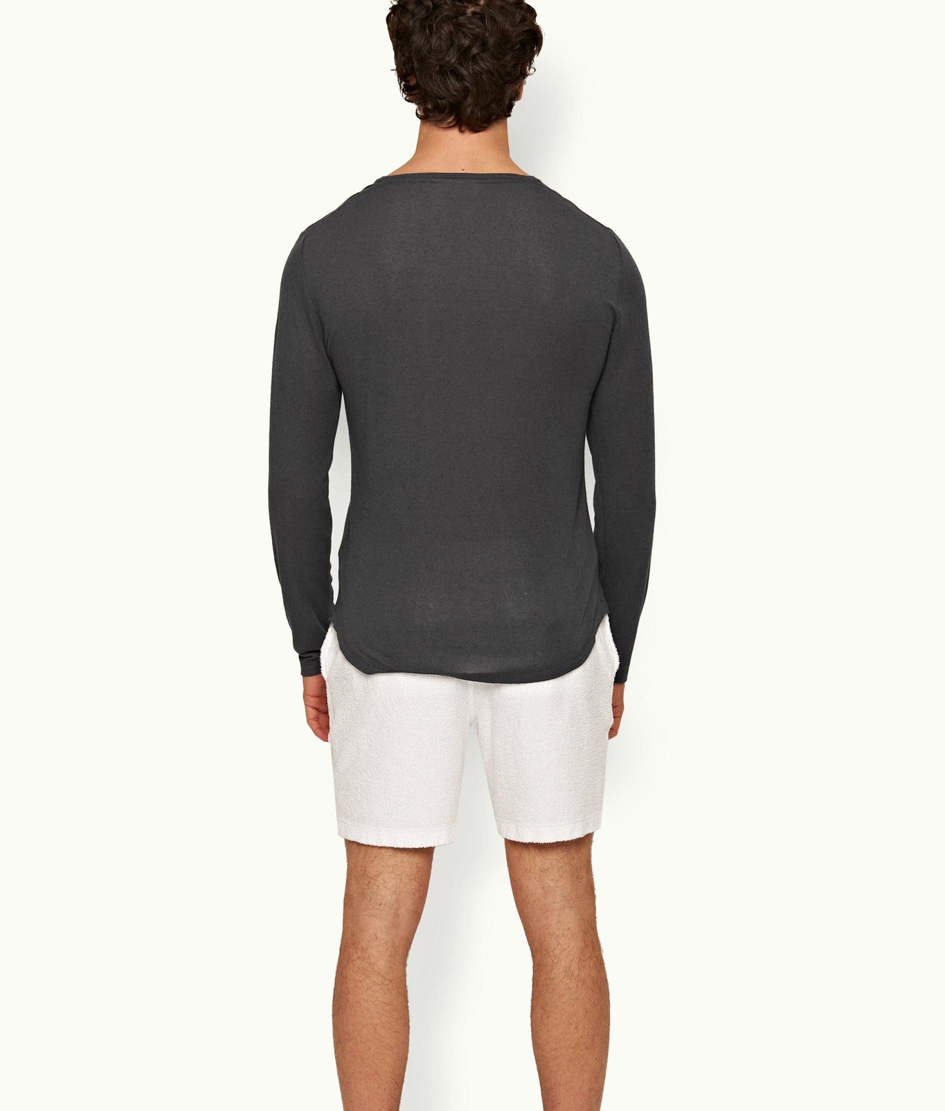 OB-T Cashmere Tailored Fit Crewneck Long-Sleeve Cashmere T-Shirt | Piranha Grey