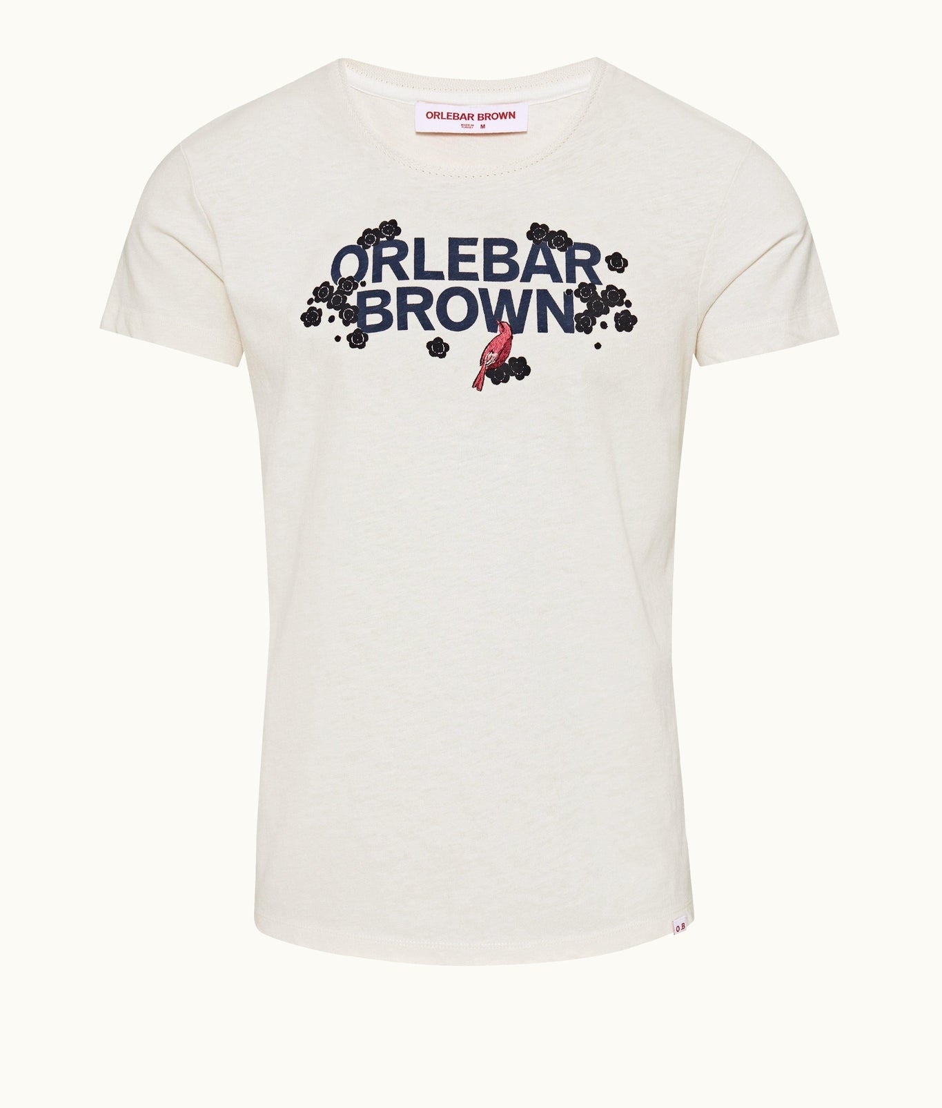 OB Classic Tee Blossom Logo Design Classic Fit Cotton T-Shirt | White Sand/Night Iris
