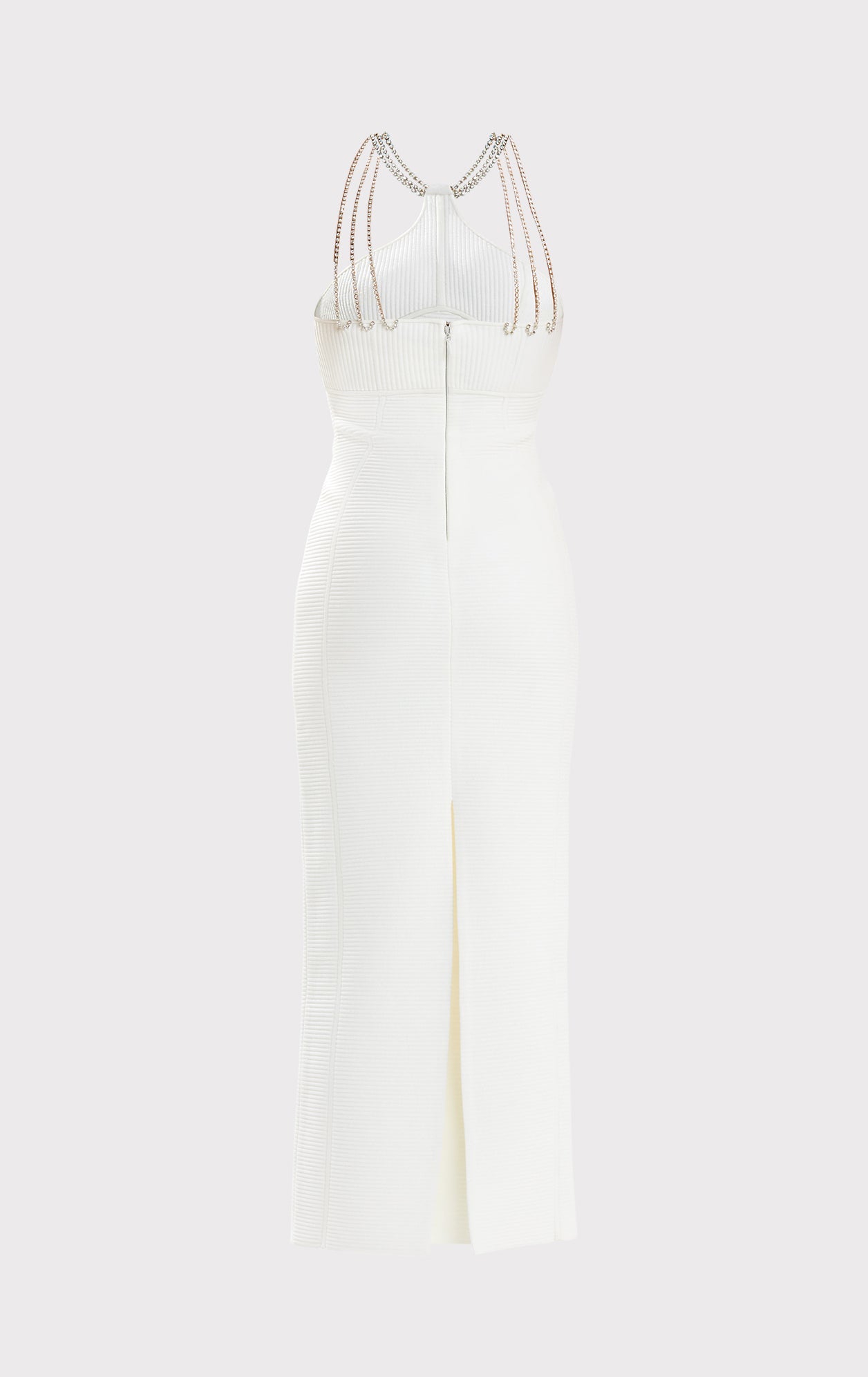 Halter Ottoman Gown W/ Crystal Trim | Alabaster