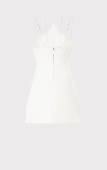 Ottoman Mini Dress With Crystal Chain | Alabaster