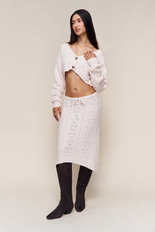 Womens | Noah Wool Cable Crop Cardigan | Snow White