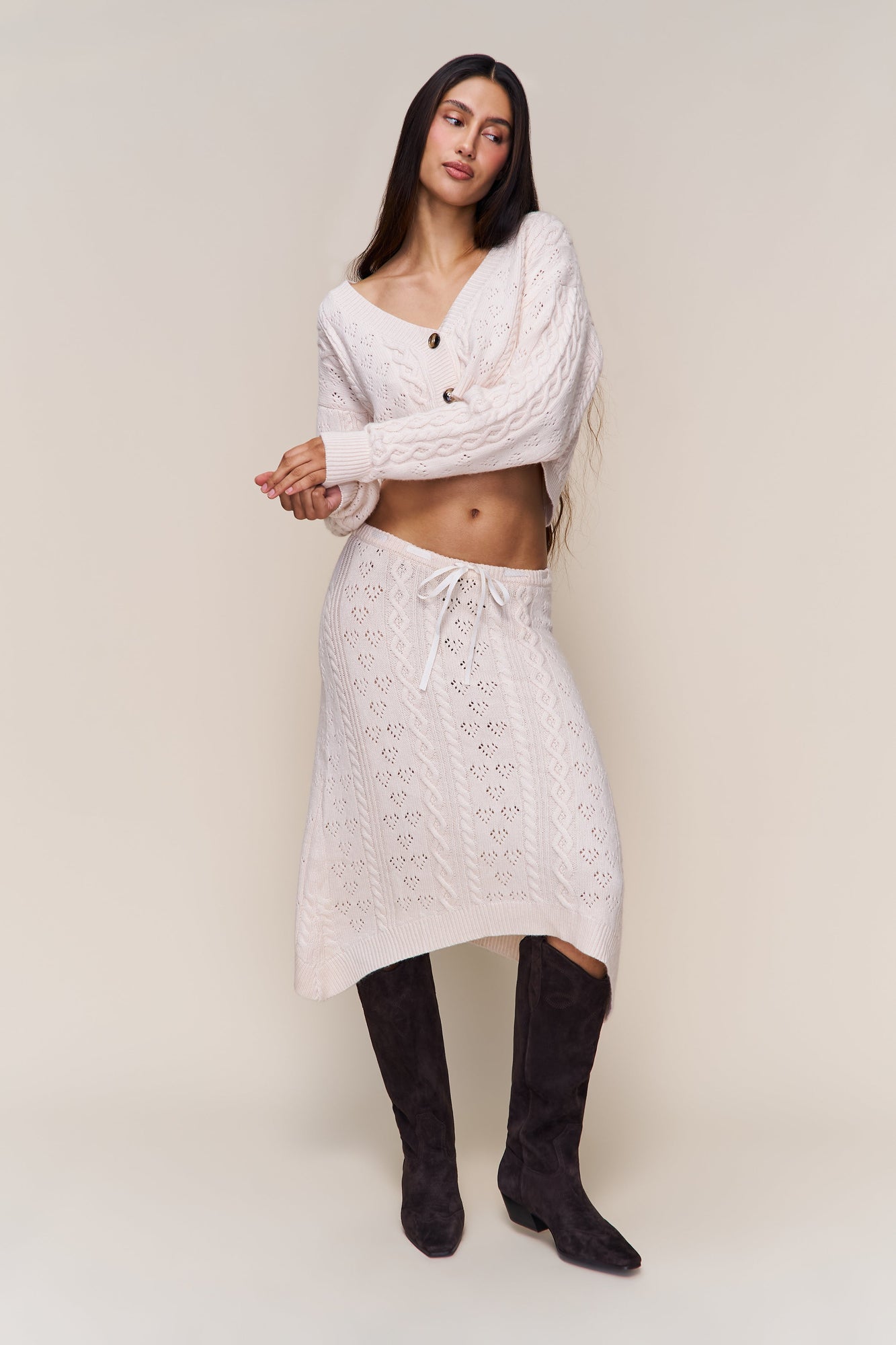 Womens | Noah Wool Cable Skirt | Snow White