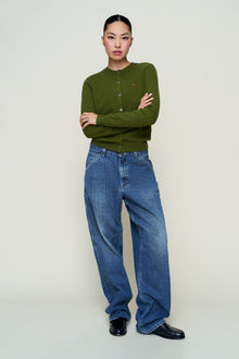 Womens | June Relaxed Wool Cardigan | Matcha Green