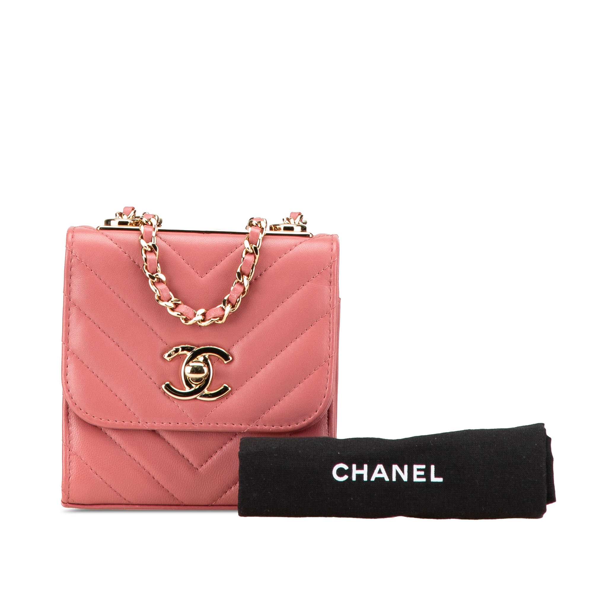 Chanel | Pre-Owned Mini Chevron Lambskin Trendy CC Chain Wallet | Pink