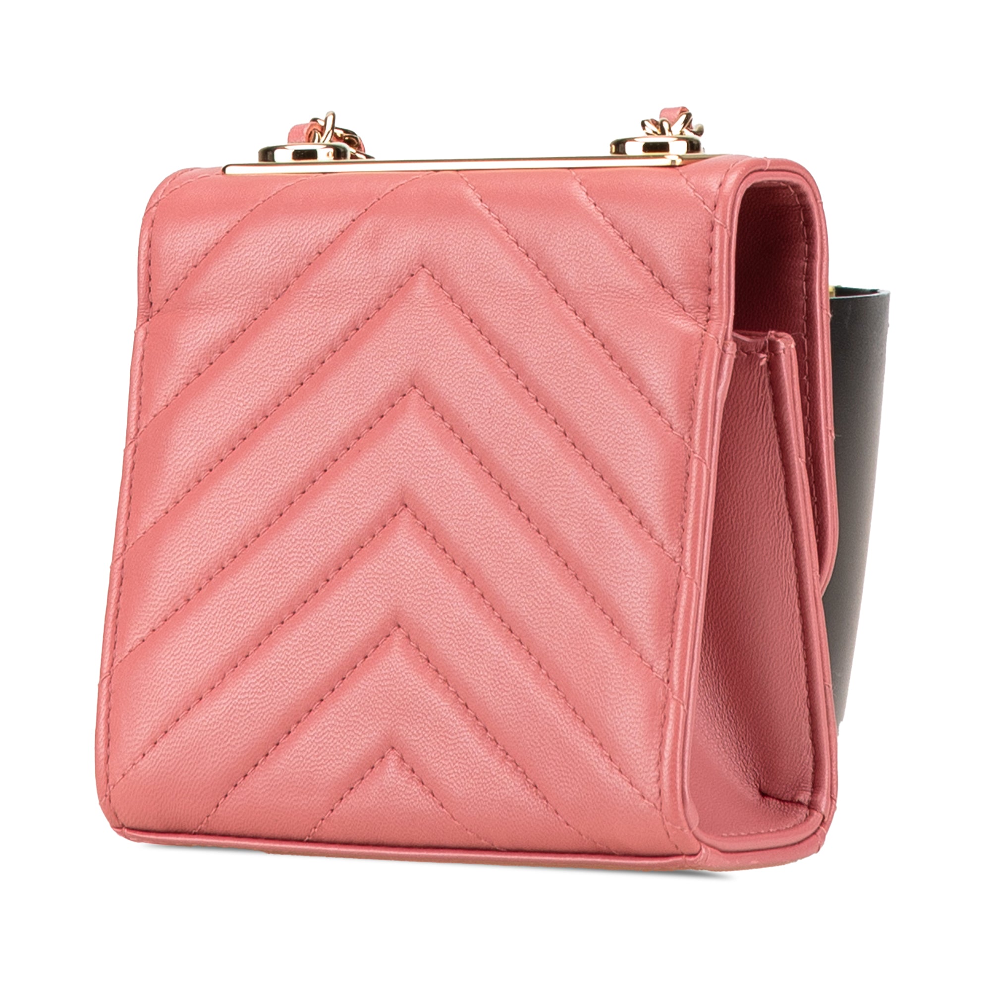 Chanel | Pre-Owned Mini Chevron Lambskin Trendy CC Chain Wallet | Pink